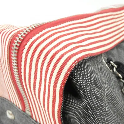 Pre-owned Chanel Black Red Color Denim Shoulder Bag () In Multi