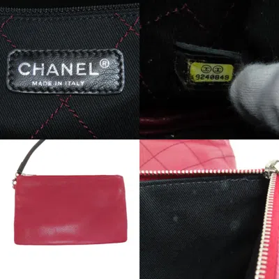 Pre-owned Chanel Black Red Color Leather Tote Bag () In Multi