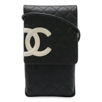 Pre-owned Chanel Black White Cambon Ligne Pochette Pouch Shoulder Bag () In Multi