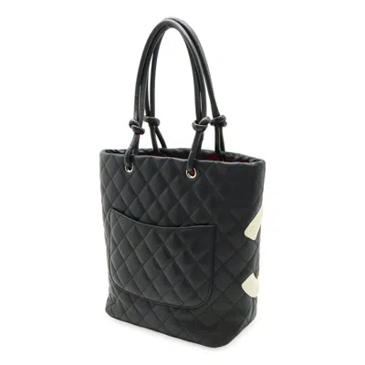 Pre-owned Chanel Black White Cambon Ligne Shoulder Bag Tote Bag () In Multi