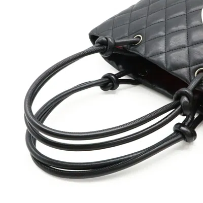 Pre-owned Chanel Black White Cambon Ligne Shoulder Bag Tote Bag () In Multi