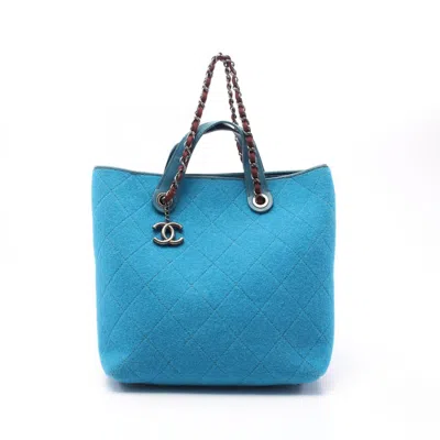 Pre-owned Chanel Blue Wool Leather Tote Bag ()