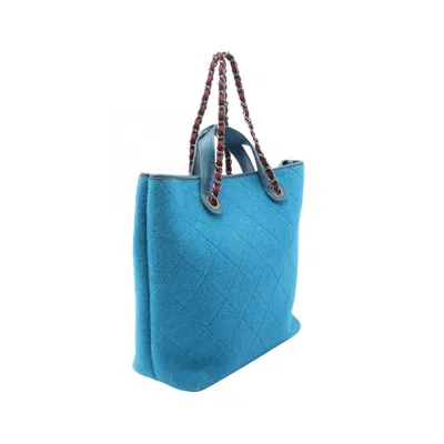 Pre-owned Chanel Blue Wool Leather Tote Bag ()