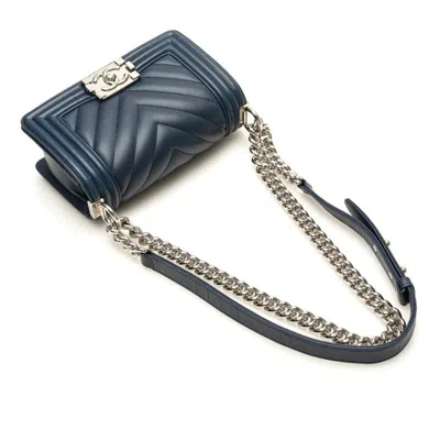 Pre-owned Chanel Boy  Blue Leather Shoulder Bag ()