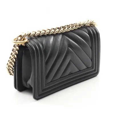 Pre-owned Chanel Chevron (v Stitch) Black Leather Shoulder Bag ()