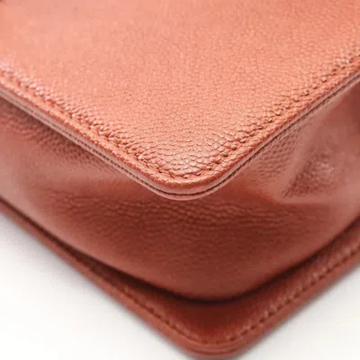 Pre-owned Chanel Chevron (v Stitch) Brown Grained Calfskin Shoulder Bag ()