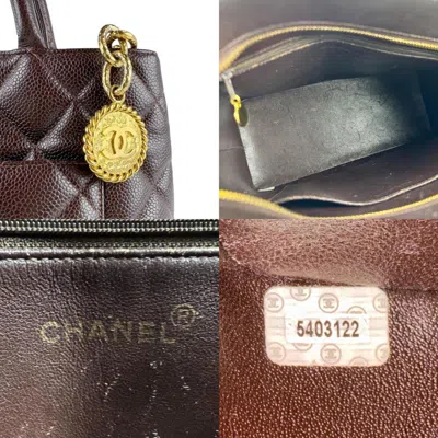 Pre-owned Chanel Dark Brown Grained Calfskin Shoulder Bag ()