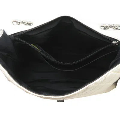 Pre-owned Chanel Gray White Canvas Shoulder Bag () In Multi