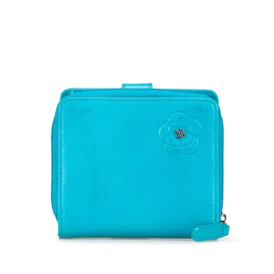 Pre-owned Chanel Light Blue Leather Wallet (bi-fold) ()