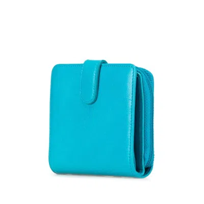 Pre-owned Chanel Light Blue Leather Wallet (bi-fold) ()