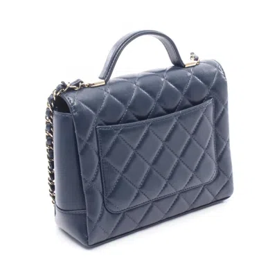 Pre-owned Chanel Matelasse Navy Leather Shoulder Bag () In Blue
