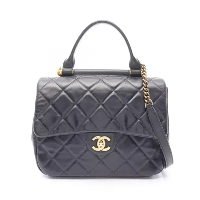 Pre-owned Chanel Matelasse Navy Leather Shoulder Bag () In Blue