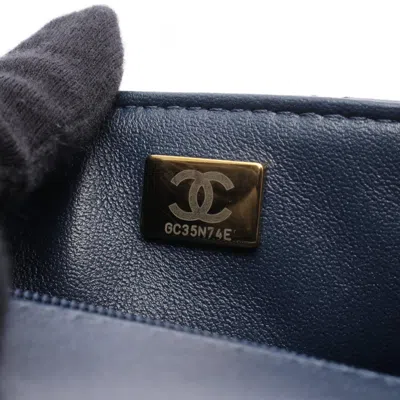 Pre-owned Chanel Matelasse Navy Leather Shoulder Bag () In Blue