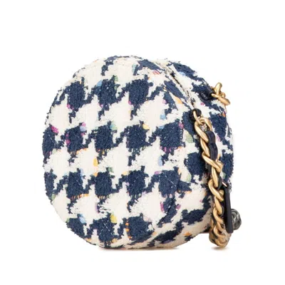 Pre-owned Chanel Multi-color Navy White Tweed Leather Handbag Shoulder Bag ()