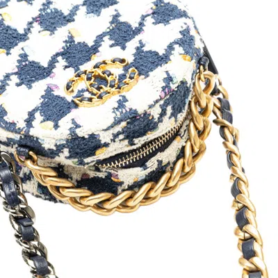 Pre-owned Chanel Multi-color Navy White Tweed Leather Handbag Shoulder Bag ()