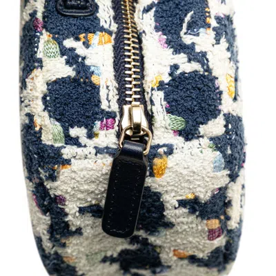 Pre-owned Chanel Multi-color Navy White Tweed Leather Handbag Shoulder Bag ()
