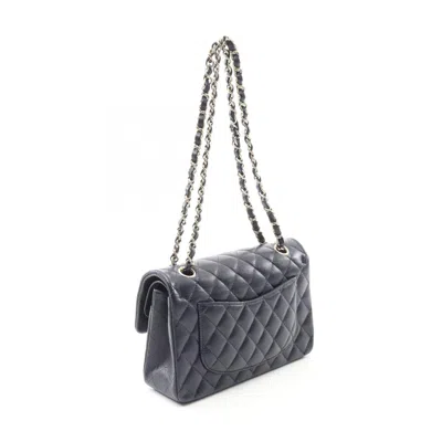 Pre-owned Chanel Navy Grained Calfskin Shoulder Bag () In Blue