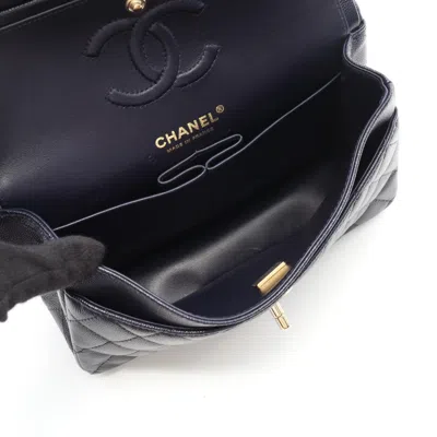 Pre-owned Chanel Navy Grained Calfskin Shoulder Bag () In Blue