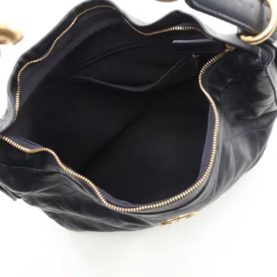 Pre-owned Chanel Navy Leather Shoulder Bag () In Blue