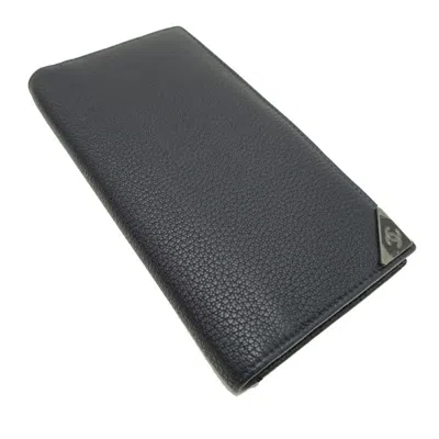 Pre-owned Chanel Navy Leather Wallet (bi-fold) () In Blue