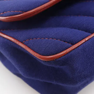 Pre-owned Chanel Navy Red Color Cotton Shoulder Bag ()