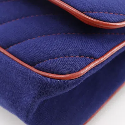Pre-owned Chanel Navy Red Color Cotton Shoulder Bag ()