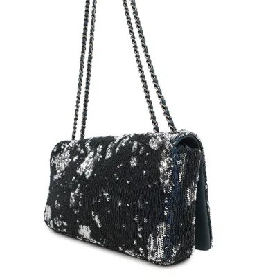 Pre-owned Chanel Navy Silver Spangles Leather Shoulder Bag () In Multi