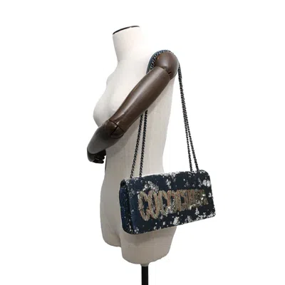 Pre-owned Chanel Navy Silver Spangles Leather Shoulder Bag () In Multi