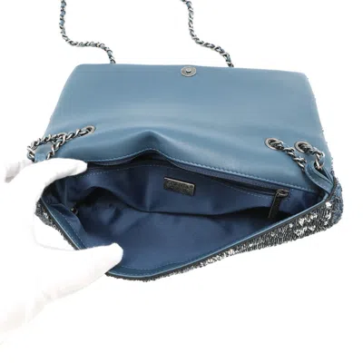 Pre-owned Chanel Navy Silver Spangles Leather Shoulder Bag () In Multi