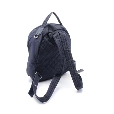 Pre-owned Chanel Navy White Nylon Leather Backpack () In Multi