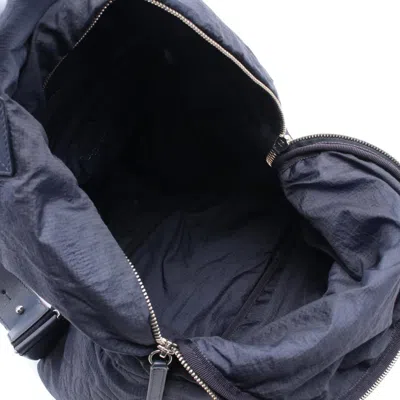 Pre-owned Chanel Navy White Nylon Leather Backpack () In Multi