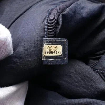 Pre-owned Chanel Navy White Nylon Leather Backpack () In Multi