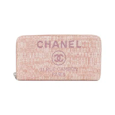 Pre-owned Chanel Pink Canvas Nylon Long Wallet (bi-fold) ()