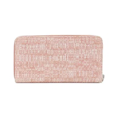 Pre-owned Chanel Pink Canvas Nylon Long Wallet (bi-fold) ()