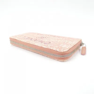 Pre-owned Chanel Pink Canvas Nylon Long Wallet (bi-fold) ()