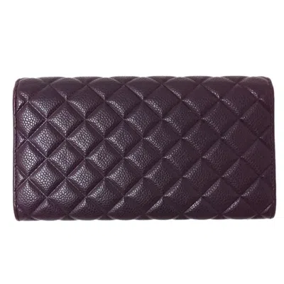 Pre-owned Chanel Purple Grained Calfskin Long Wallet (bi-fold) ()