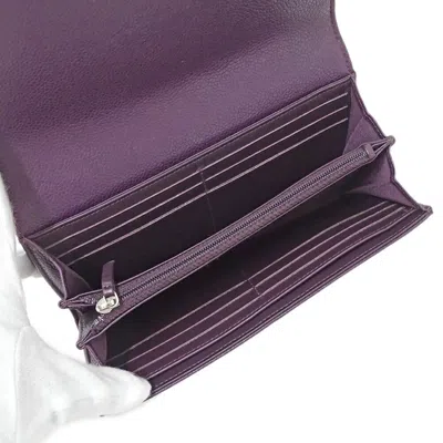 Pre-owned Chanel Purple Grained Calfskin Long Wallet (bi-fold) ()