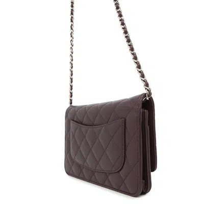 Pre-owned Chanel Purple Leather Chain/shoulder Wallet ()