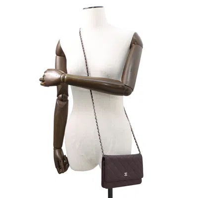 Pre-owned Chanel Purple Leather Chain/shoulder Wallet ()