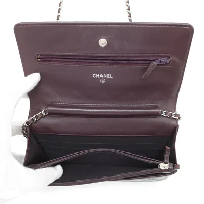 Pre-owned Chanel Purple Leather Chain/shoulder Wallet ()