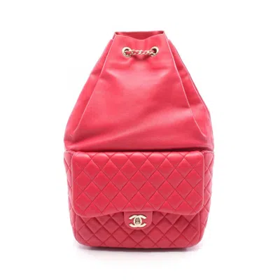 Pre-owned Chanel Red Color Leather Backpack ()