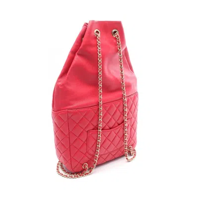 Pre-owned Chanel Red Color Leather Backpack ()