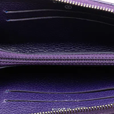 Pre-owned Chanel Silver Purple Leather Long Wallet (bi-fold) ()