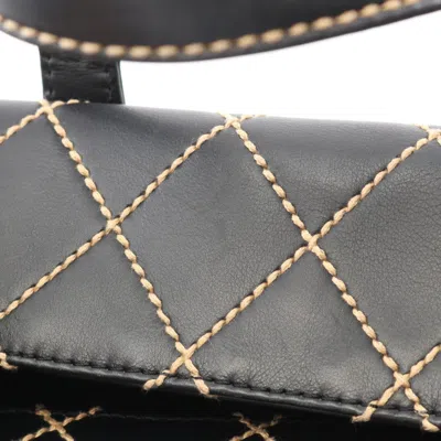 Pre-owned Chanel Wild Stitch Black Leather Tote Bag ()