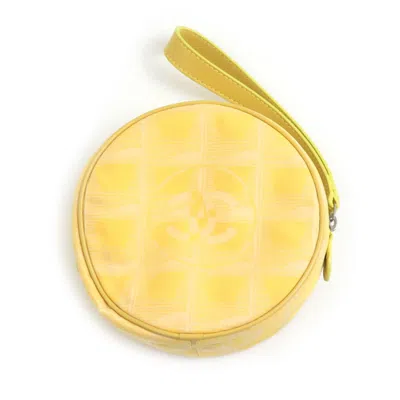 Pre-owned Chanel Yellow Nylon Jacquard Clutch Bag Pouch ()