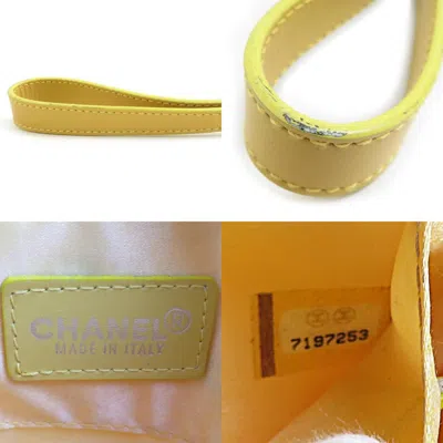 Pre-owned Chanel Yellow Nylon Jacquard Clutch Bag Pouch ()