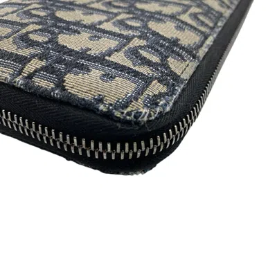 Pre-owned Dior Christian  Navy Canvas Leather Long Wallet (bi-fold) () In Blue