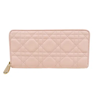 Pre-owned Dior Christian  Pink Leather Long Wallet (bi-fold) ()