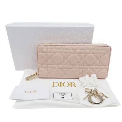 Pre-owned Dior Christian  Pink Leather Long Wallet (bi-fold) ()