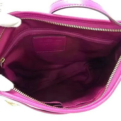 Pre-owned Coach Beige Purple Canvas Leather Shoulder Bag () In Multi